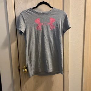 Gray Underarmour Tshirt with Pink Logo